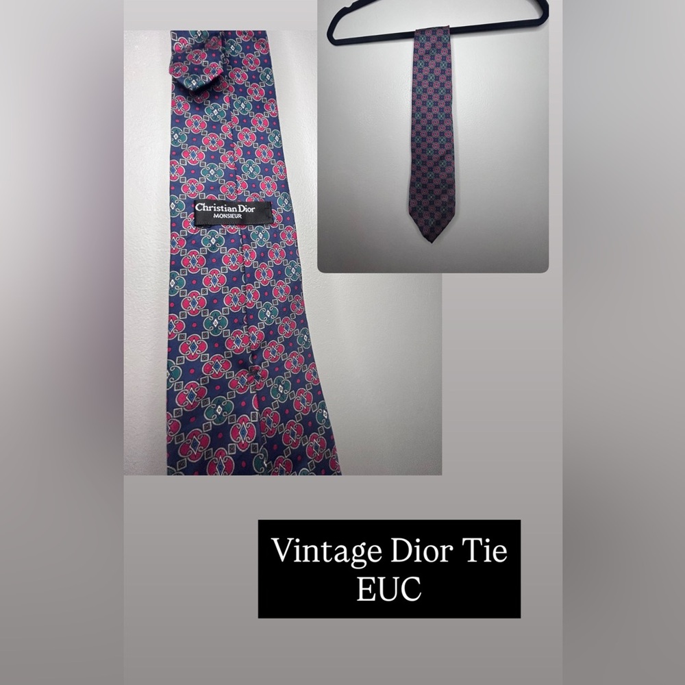 Dior Men's Elegant Blue and Red Patterned Tie